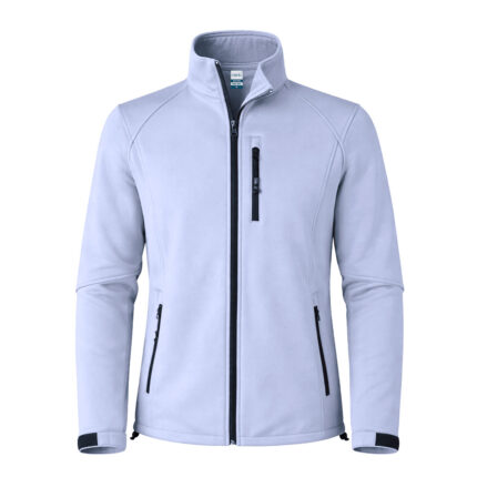 Striukė – dvisluoksnis audinys: išorė softshell, 92% poliesteris ir 8% elastanas, vidus 100% poliesterio mikroflisas