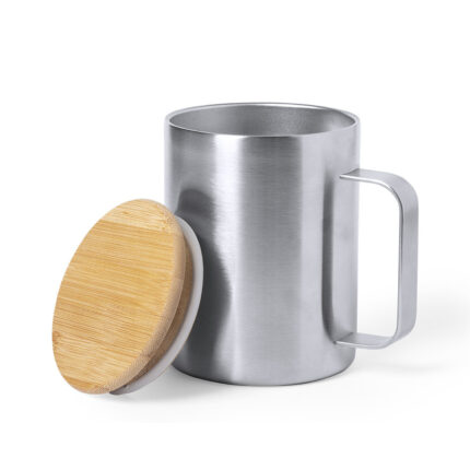 Termo puodelis 350 ml, termo puodelis, nerūdijančio plieno ir bambuko