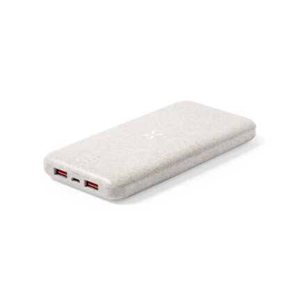 Išorinė baterija 8000 mAh su belaidžiu įkrovimu - iš kviečių šiaudų pluošto - baterijos talpa 8000 mAh