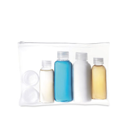 Airpro Kelioninis dėklas su gertuvės – gaminys iš PVC, išsiskiriantis 100 ml ir 50 ml
