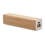 Powerbamc Išorinė baterija 2600 mAh 10 W – gaminys iš bambuko, išsiskiriantis komplekte USB-C į USB-C laidas ir 2600 mAh