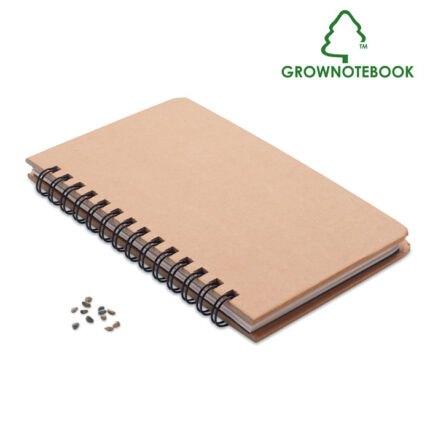 GROWNOTEBOOK™ A5 užrašinė su pušies sėklomis – A5 užrašinė su pušies sėklomis, kartonas