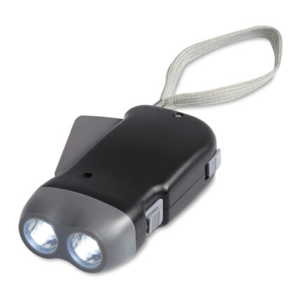 Robin žibintuvėlis su 2 LED ir dinamo mechanizmu – žibintuvėlis su 2 LED ir dinamo mechanizmu iš ABS plastiko.