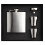 Slimmy Flask Set plokščios gertuvės rinkinys su 2 puodeliais – plokščios gertuvės rinkinys su 2 puodeliais iš nerūdijančio…