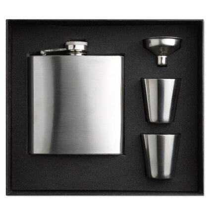 Slimmy Flask Set plokščios gertuvės rinkinys su 2 puodeliais – plokščios gertuvės rinkinys su 2 puodeliais iš nerūdijančio…